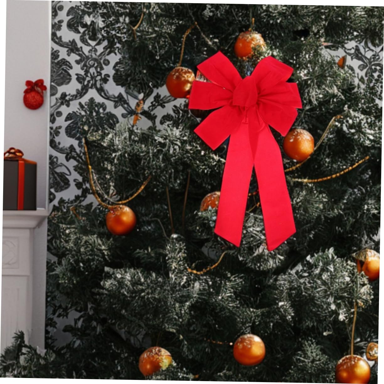 ULTECHNOVO 10pezzi Fiocchi di Velluto Rosso Grande Decorativo Fiocchi per Albero di Natale Velluto Natalizi