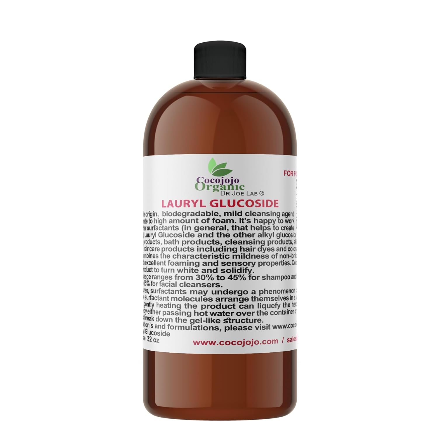 Dr Joe Lab Lauryl Glucoside Natural Surfactant - Surfactants for Soap Making, Lauryl Glucoside, DIY Shower Gel, Skin Care, Body and Face Wash, Plant Derived, Natural - 32 Oz