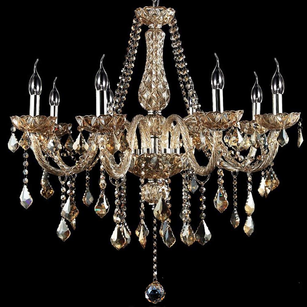 Crystal Palace (8 Arms) Genuine K9 Crystal Chandelier Champagne Maple Leaf