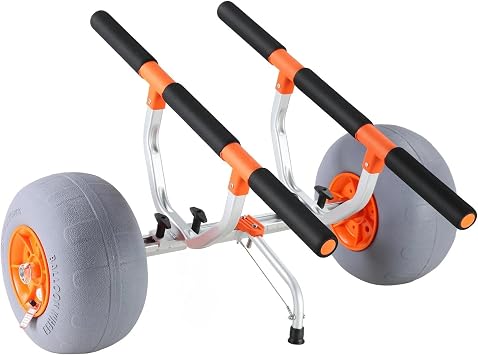 Heavy Duty Kayak Cart, Foldable Canoe Trolley Cart with 12 Tires, Adjustable Width 6.69"-17.32",350 Lb Weight Capacity Kayak Trolley for Kayaks Canoes Paddleboards Float Mats Jon Boats