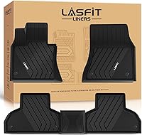 Vista 43 de LASFIT - Tapetes de suelo y maletero de auto, ajuste personalizado, de TPE, para todo tipo de clima, impermeable, juego completo, negros
