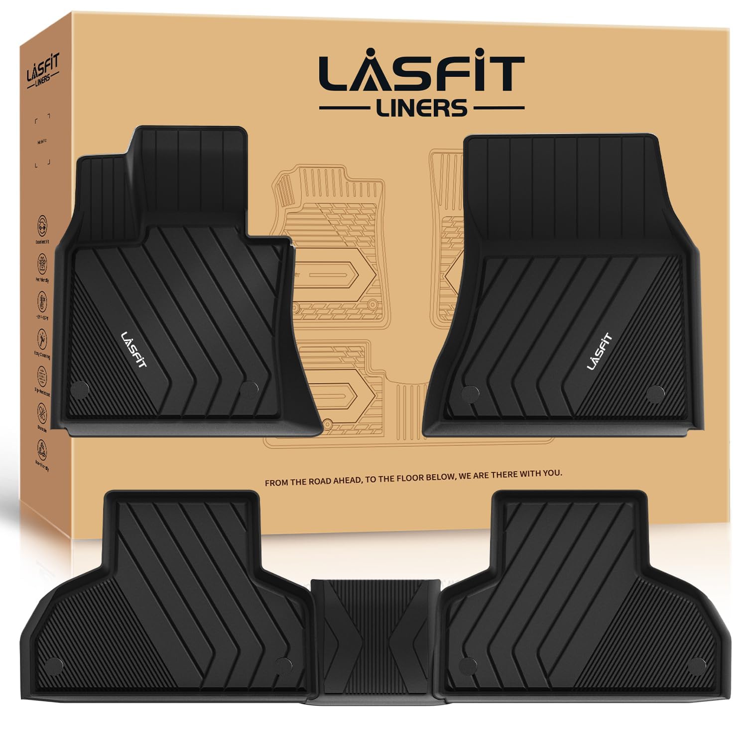 LASFIT Floor Mats for BMW X5 F15 2014-2018 for BMW X6 F16 2015-2019 Custom Fit TPE All Weather