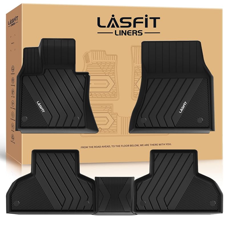 Tapetes Automotivos LASFIT em TPE para BMW X5 F15 2014–2018 e BMW X6 F16 2015–2019, 1ª e 2ª Fileiras, Preto, Kit com 3 peças