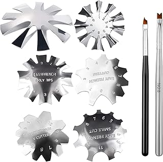 DKAF 6 Pieces French Smile Line Cutter Tools with 2 Pcs Nail French Tip Brushes, Almond Shape V Line Tips Manicure Edge Tr...