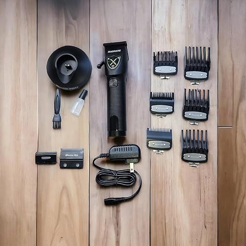 Miniatura 4 de PRO Magnate Quiet DLC Fade Blade Black - Cortadora de pelo inalámbrica para barberos, cortadora de pelo profesional para hombres + afeitadora