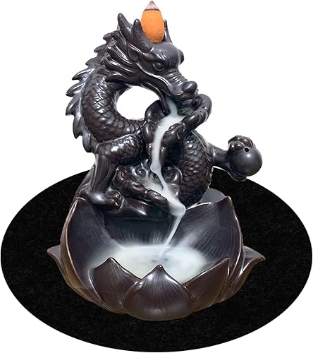 Quemador de incienso con reflujo de dragón, soporte de incienso en cascada, adorno de aromaterapia, hecho a mano, cerámica, regalo para decoración