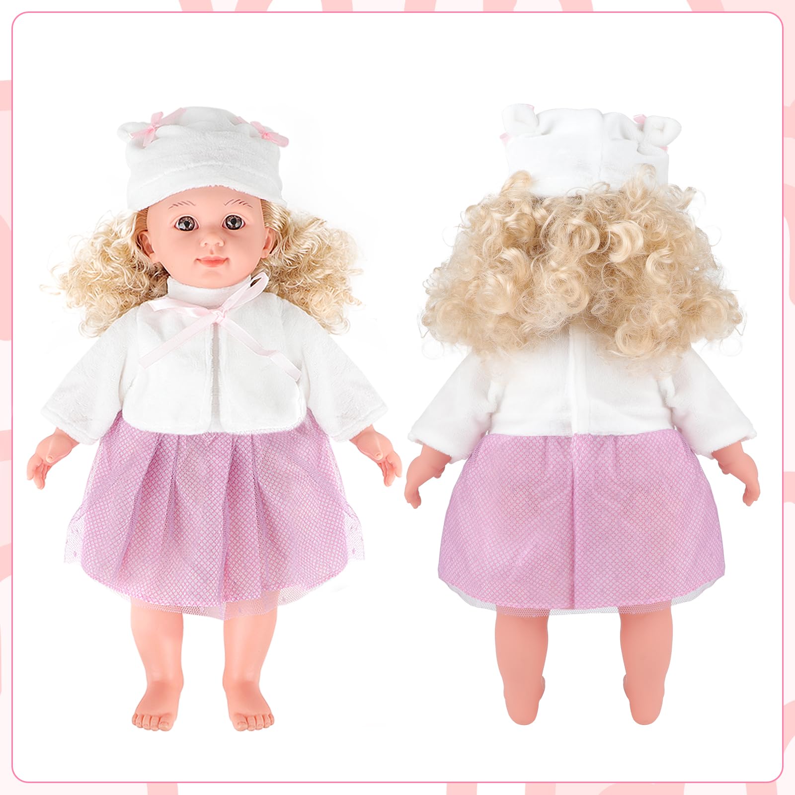FYting Vestiti Per Bambole, Vestito Accessori Per Bambole 17 Cm, 5 Pezzi Carino Abbigliamento Per Bambole, Con Maglietta + Pantaloni + Cappello + Scarpe + Fotocamera(Marrone) (Senza Bambole