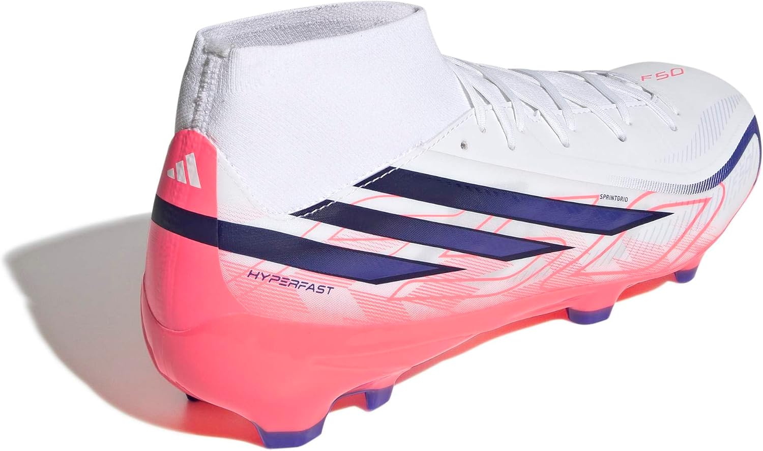 adidas Mens F50 Hyperfast League Mid Firm Ground Sneakers Shoes - White