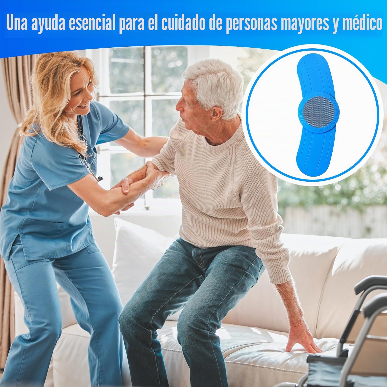 Tabla de Transferencia, 90 cm Tabla de Transferencia para Personas Mayores con Disco Giratorio de 360°, Capacidad Peso 150 Kg, Transferir Pacientes a Sillas de Ruedas, Camas, Aseos o Coches