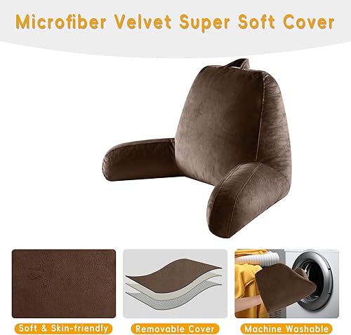 Miniatura 4 de Almohada de lectura para sentarse en la cama para adultos, almohada de lectura con espuma viscoelástica triturada, almohada de espalda para sentarse