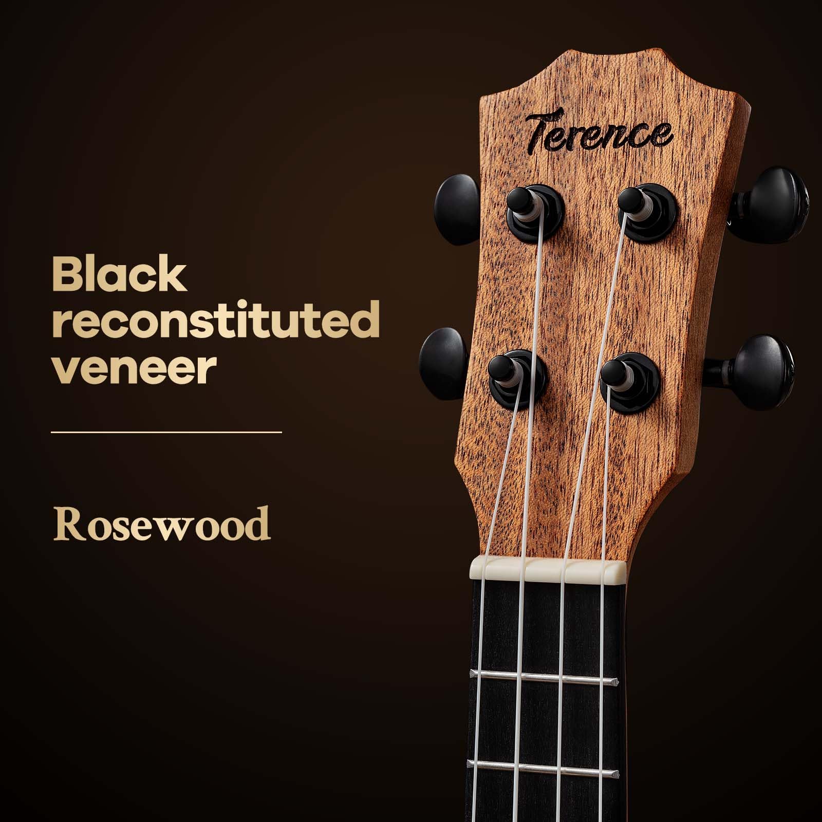 TERENCE Sopran Ukulele 23 Zoll Mahagoni Ukelelele für professionelle Anfänger Erwachsene Ukulele Kit mit Stimmgerät, Kapodaster, Aufbewahrungstasche, Gurt, Plektren, Nylon-Saite & Tuch
