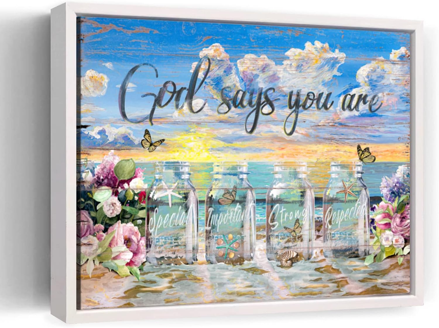 Amazon.com: Inspirational Canvas Wall Art Bible Verses Wall Decor Beach ...