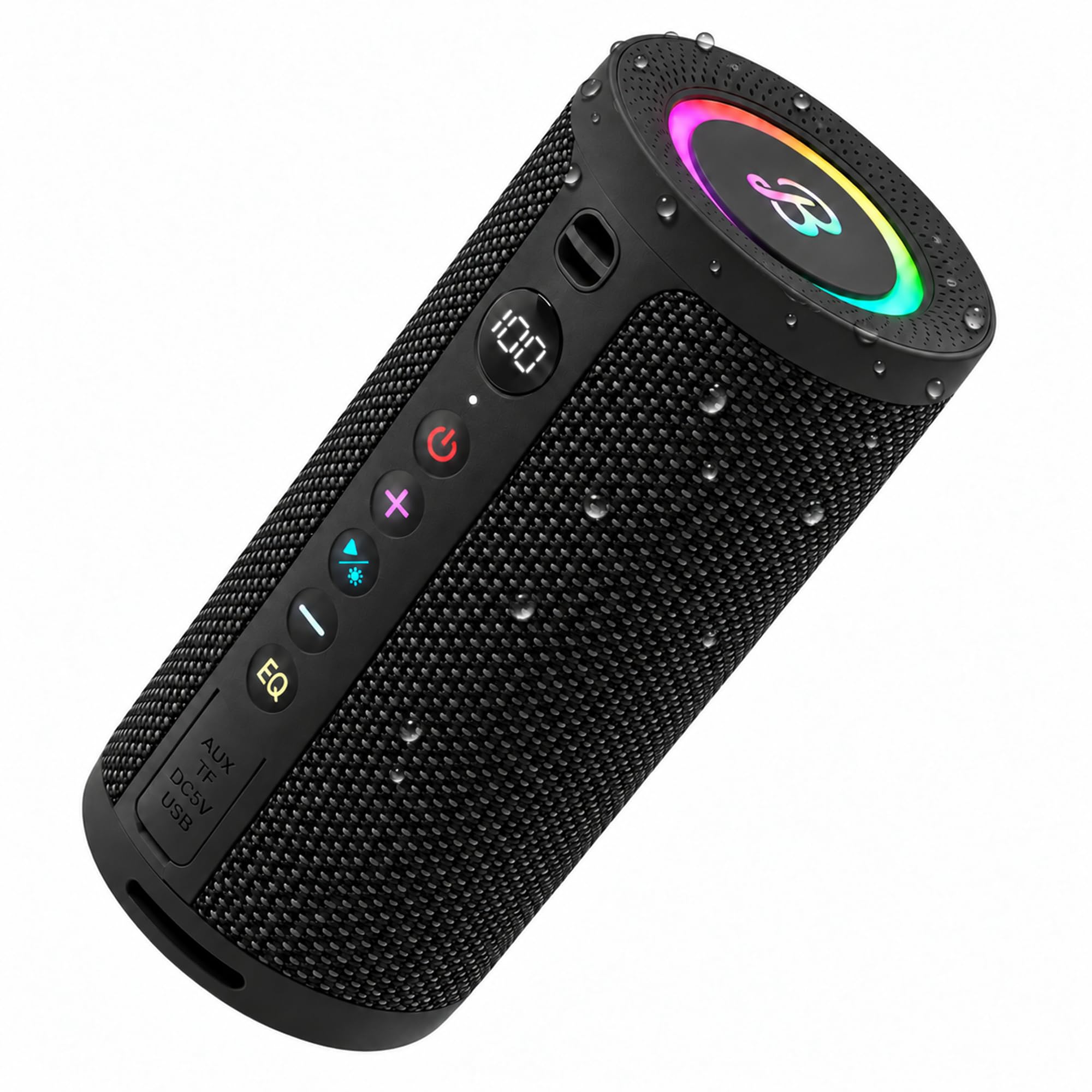 BassBloom Roar 3 Portable Bluetooth Speaker,IPX6 Waterproof,20W | Powerful Sound with JIKE Bass,24H Playtime,Bluetooth 5.4,RGB Lights,Wireless TWS Pairing,Outdoor for Camping