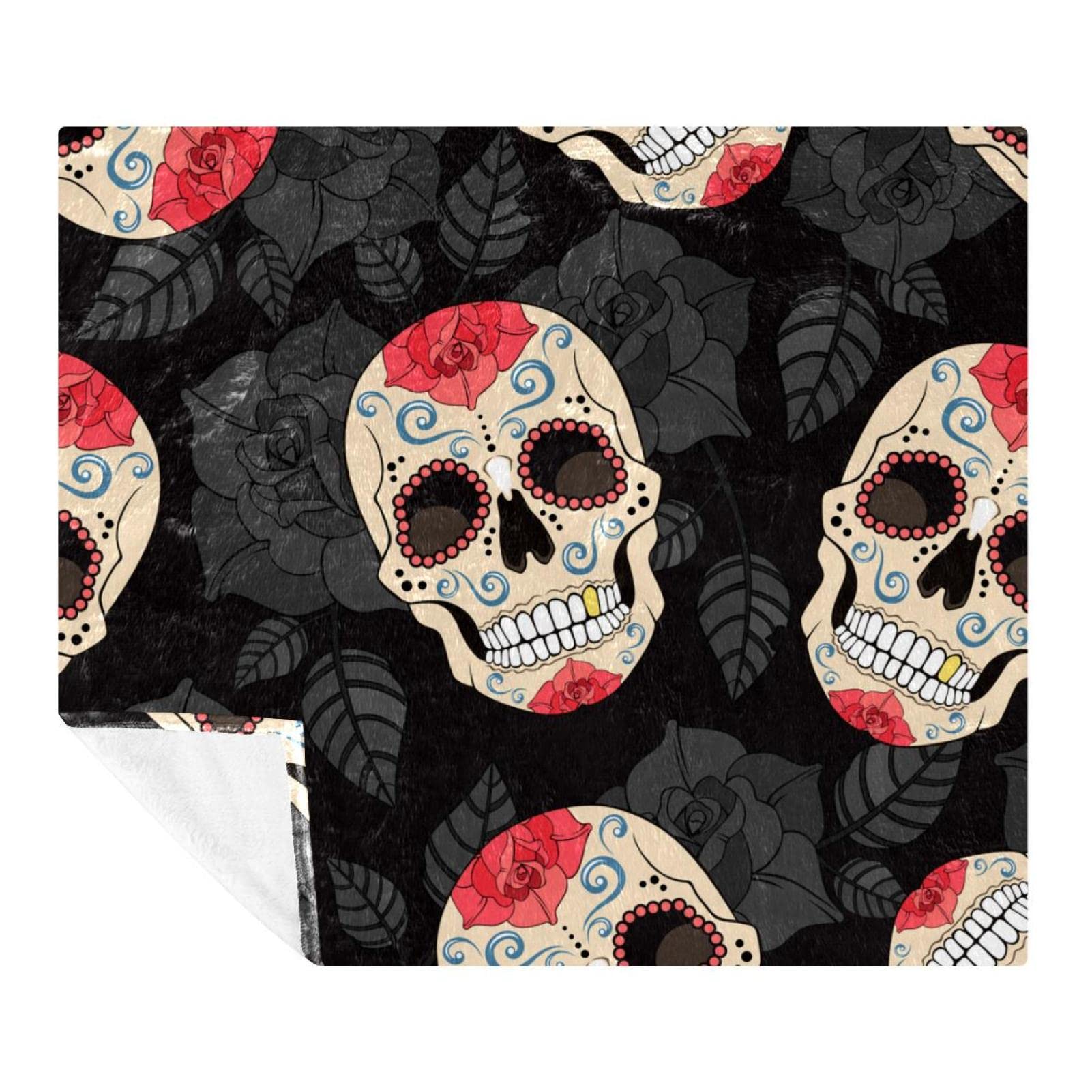 Couverture polaire de literie décorative canapé lit crâne en sucre