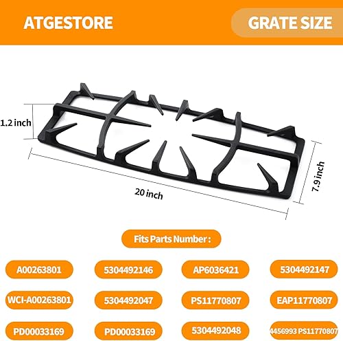 Miniatura 3 de Repuesto de rejilla A00263801 actualizado para estufas Kenmore, rejilla de quemador de estufa, piezas de cocina de gas Frigidaire, rejilla central