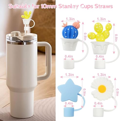 Miniatura 3 de AUAUY 4 fundas de popote para Stanley Cup de 40 onzas y 30 onzas, bonitas fundas de punta de pajilla, cubiertas de paja Stanley reutilizables,