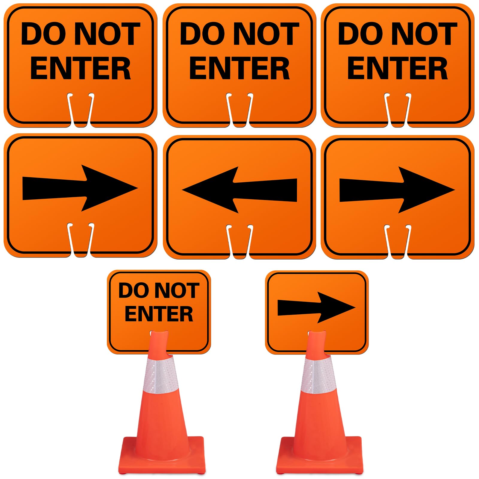 Geetery 6 Pcs Traffic Cone Arrow Signs 10.4"x 12.6" Reversible Orange Road Signs Bulk Road Closed Cone Top Traffic Warning Directional Left Right Arrows Sign for Outdoor Construction (Detour) — Amazon image 9