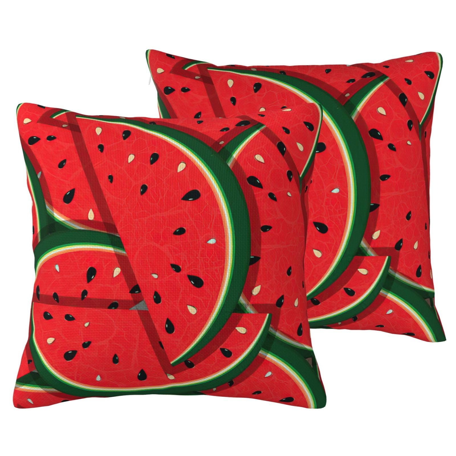 Housse de coussin pastèque rouge : textile lavable et zippé pour canapé