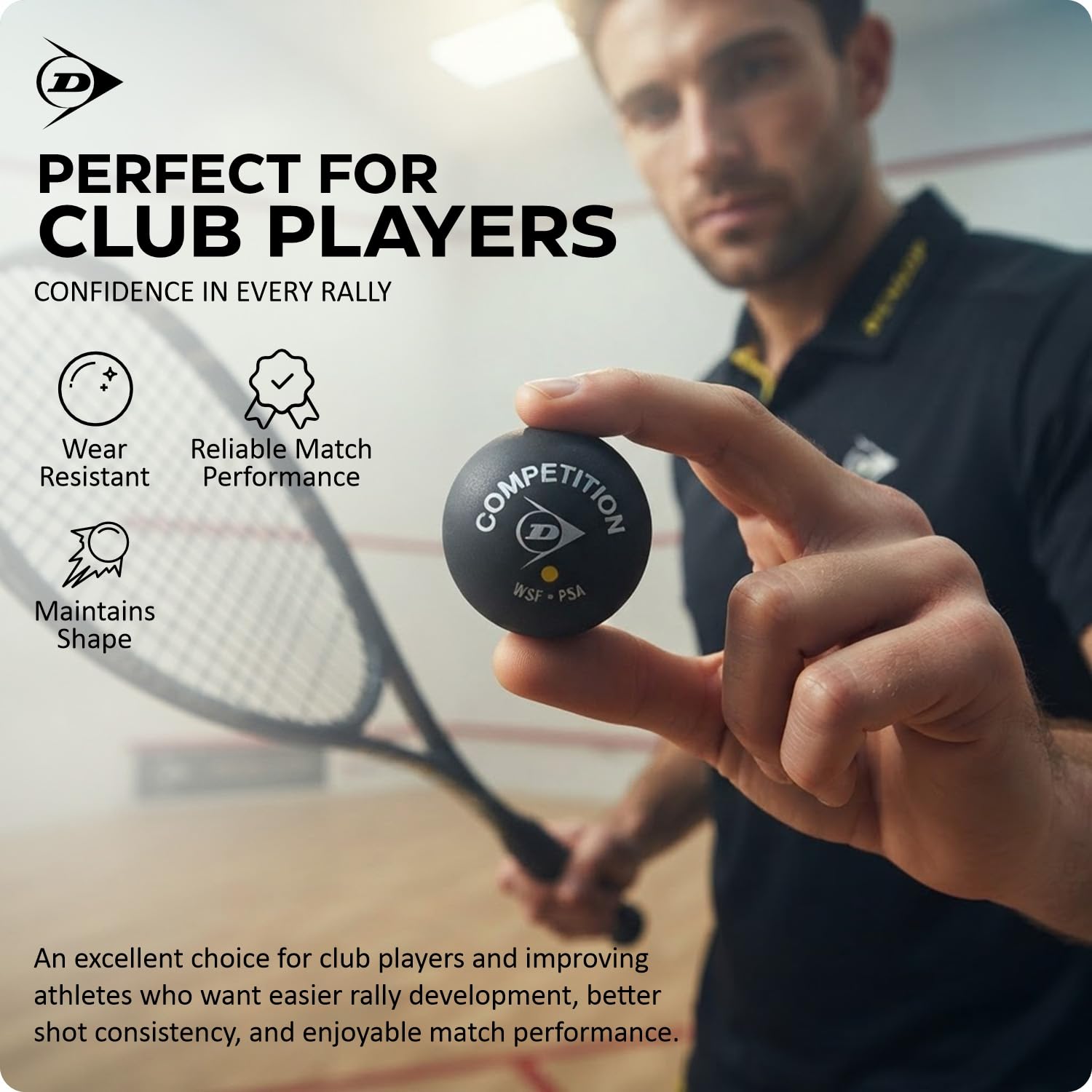 Dunlop - Palla da squash a punto singolo, 3 pezzi