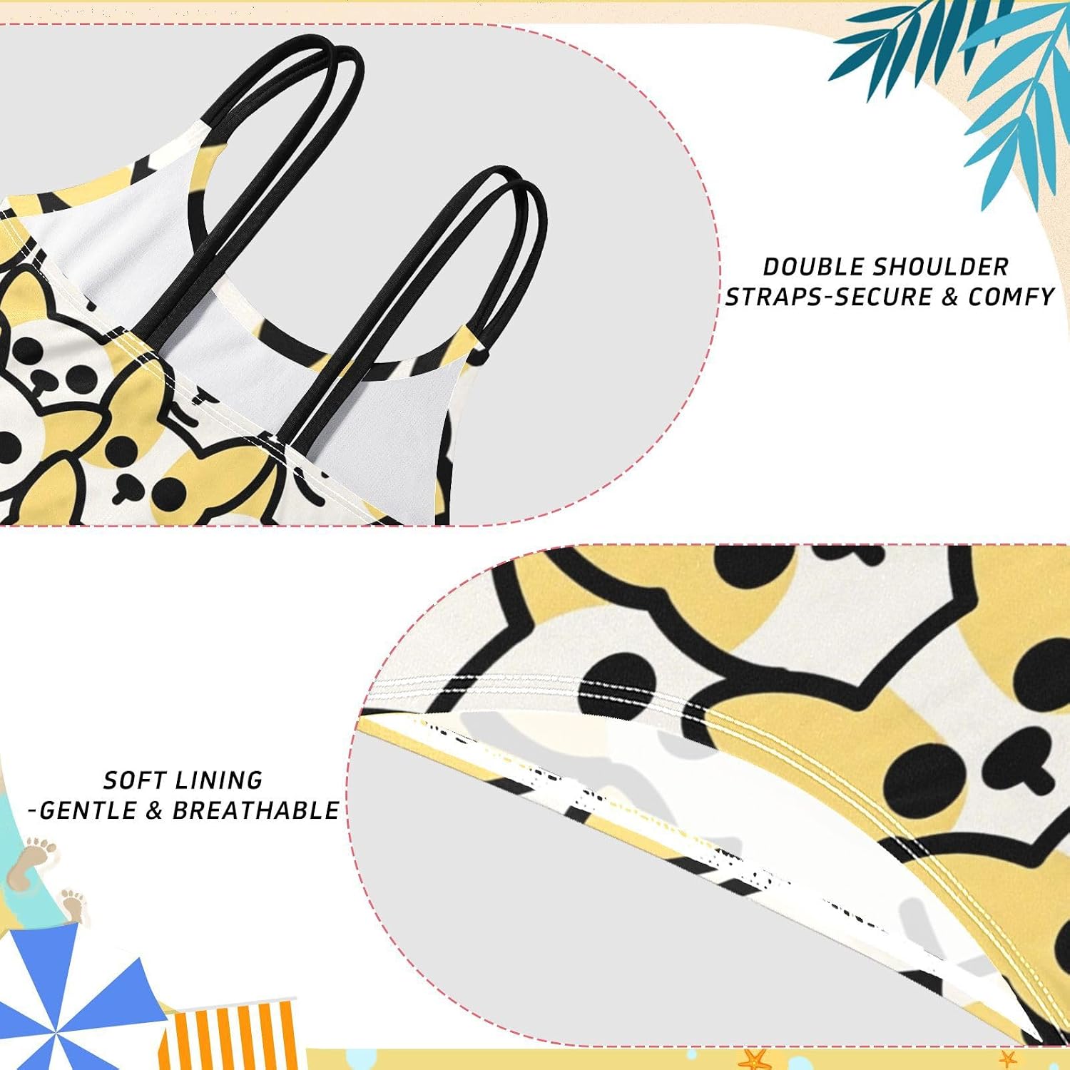 visesunny Girls Two Piece Swimsuits Cute Chihuahua Dog Girl's Bikini Sets Bathing Suits for Girls Size 5-12Y