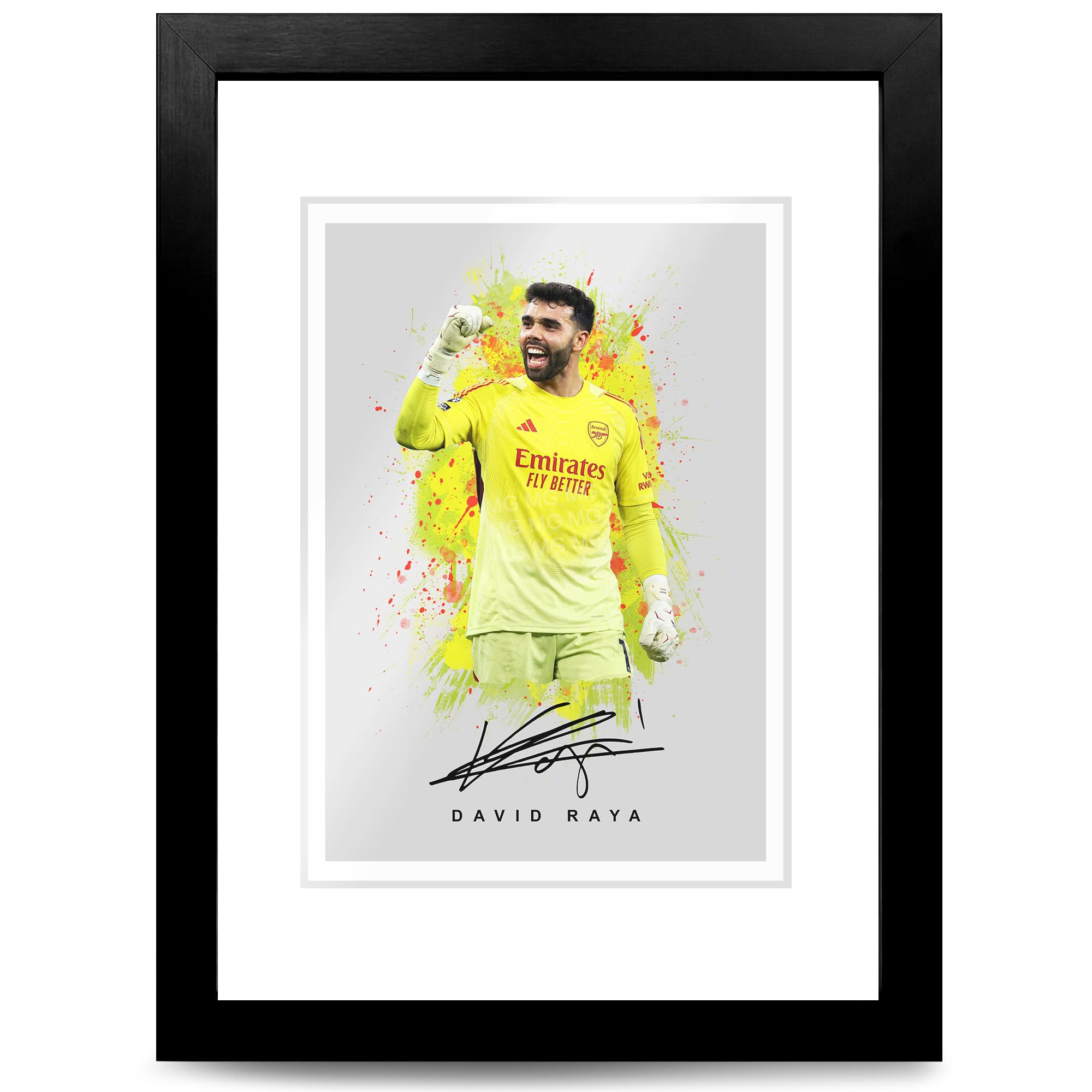 David Raya Arsenal Signed Photo Poster Print Picture Display Framed Autograph Memorabilia for Football Fans Gift Spain (Raya Grey, A4 Framed (Black Frame))