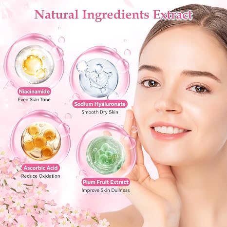 Skin Care Set Cherry Blossom Skincare Set Skin Care for Teenage Girls Gift Set with Cleanser Toner Serum Eye Cream Facial Cream Skin Care Sets & Kits for Girls Women (Cherry Blossom)