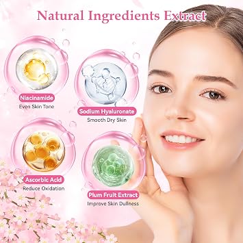Skin Care Set Cherry Blossom Skincare Set Skin Care for Teenage Girls Gift Set with Cleanser Toner Serum Eye Cream Facial Cream Skin Care Sets & Kits for Girls Women (Cherry Blossom)