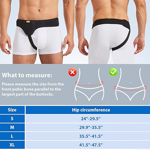 Miniatura 4 de TENB Cinturones de hernia para hombre, cinturón de hernia inguinal, izquierda o derecha para la ingle abdominal, soporte de hernia, protector de