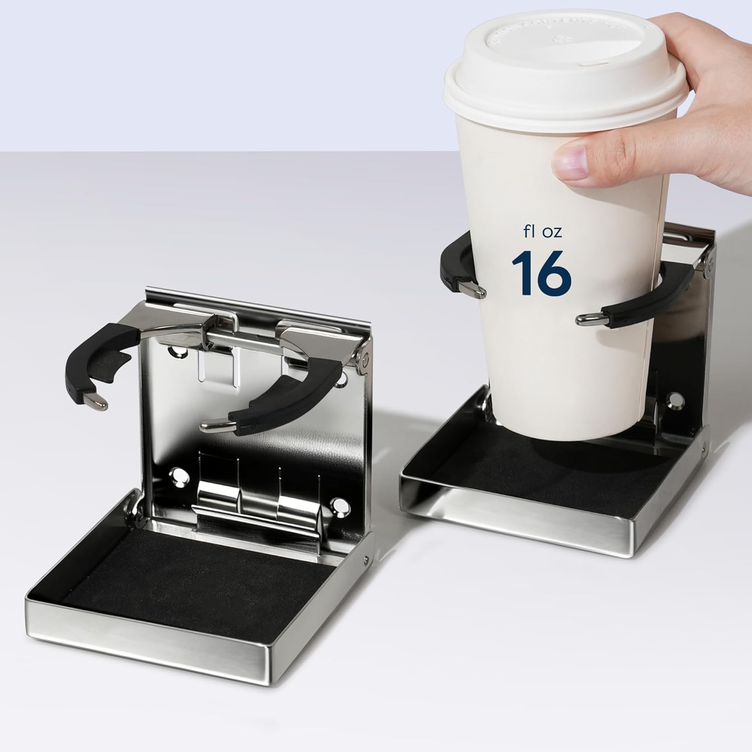 Boat Cup Holders 2 Pack,Stainless Steel Foldable Wall Mounted Holder for Cup Bottle Beverage,Folding Drink Holders for Marine Boat,Pontoon Boat,Truck,RV,Yacht