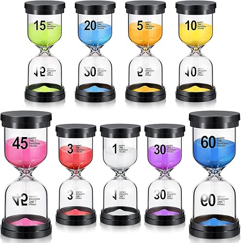Temporizador de arena colorido reloj de arena temporizador de 135101520304560 minutos temporizador de cristal de arena para cocina, hogar, oficina,