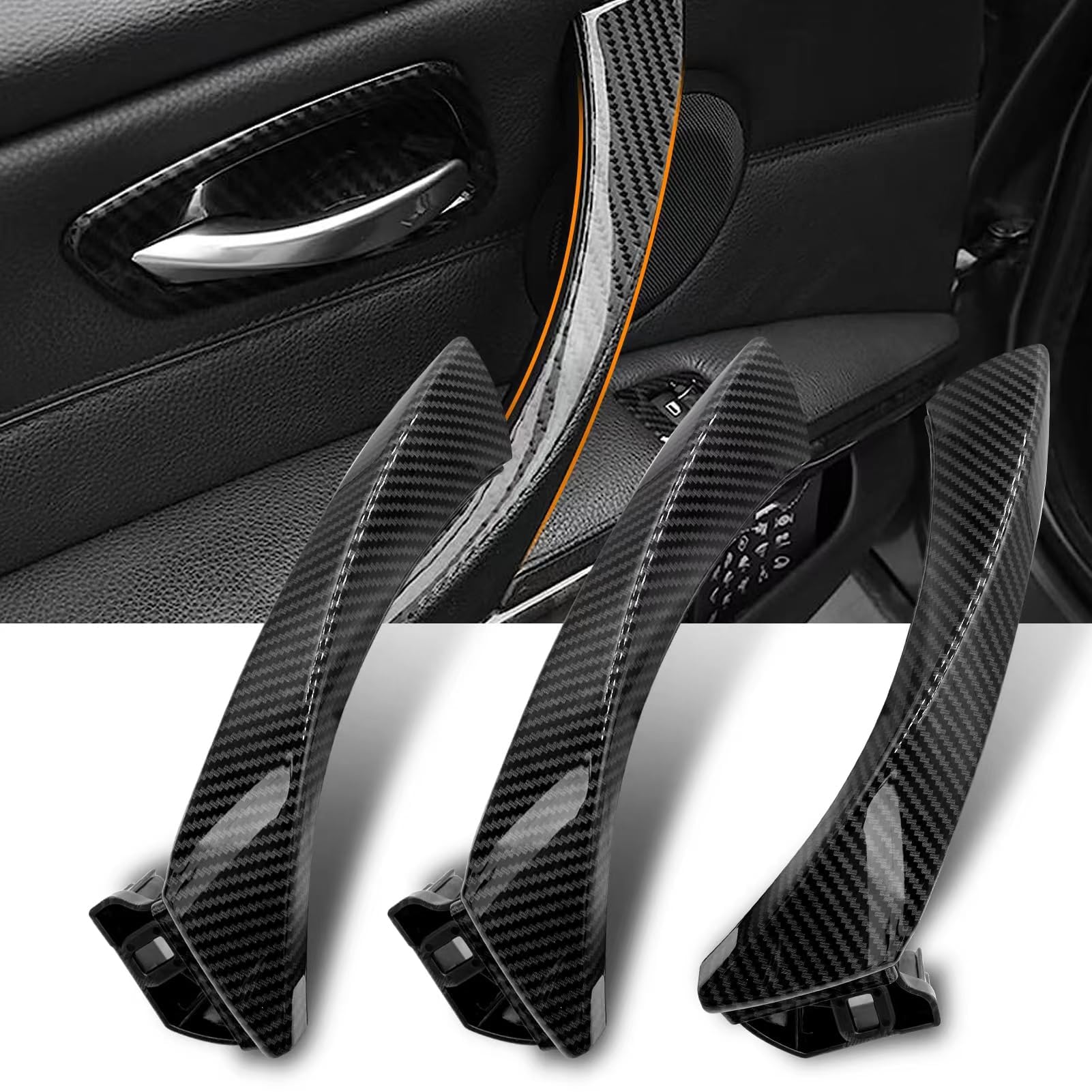 6PCS Compatibile con Maniglia Serie 3 E90/E91/E92/E93 2004-2011 Maniglia Porta Interna Sinistra & Maniglia Destra 316i,318i,320i,320d,323i,325i,325d,328i,330i,335i