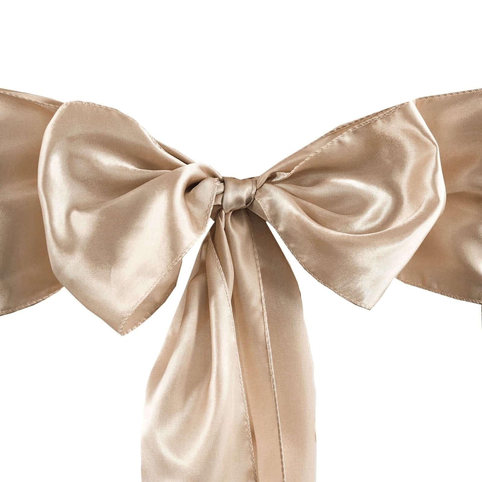 Balsa Circle 100 Nude Satin Chair Sashes Bows Ties for Wedding Decorations Party Supplies Events Chair Covers Decor Banquet Reception