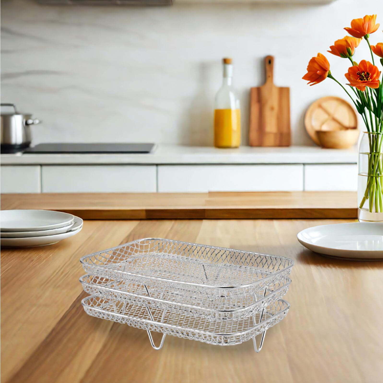 Accessori per Friggitrice ad Aria a 3 Livelli, Set 1 in Acciaio Inox