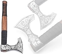 Vista 2 de Hacha Vikinga – Mango de Palisandro de 19 Pulgadas con Funda de Cuero, Hachas de Lanzamiento y Tomahawks, Hacha para Dividir Madera, Bushcraft - ERIK