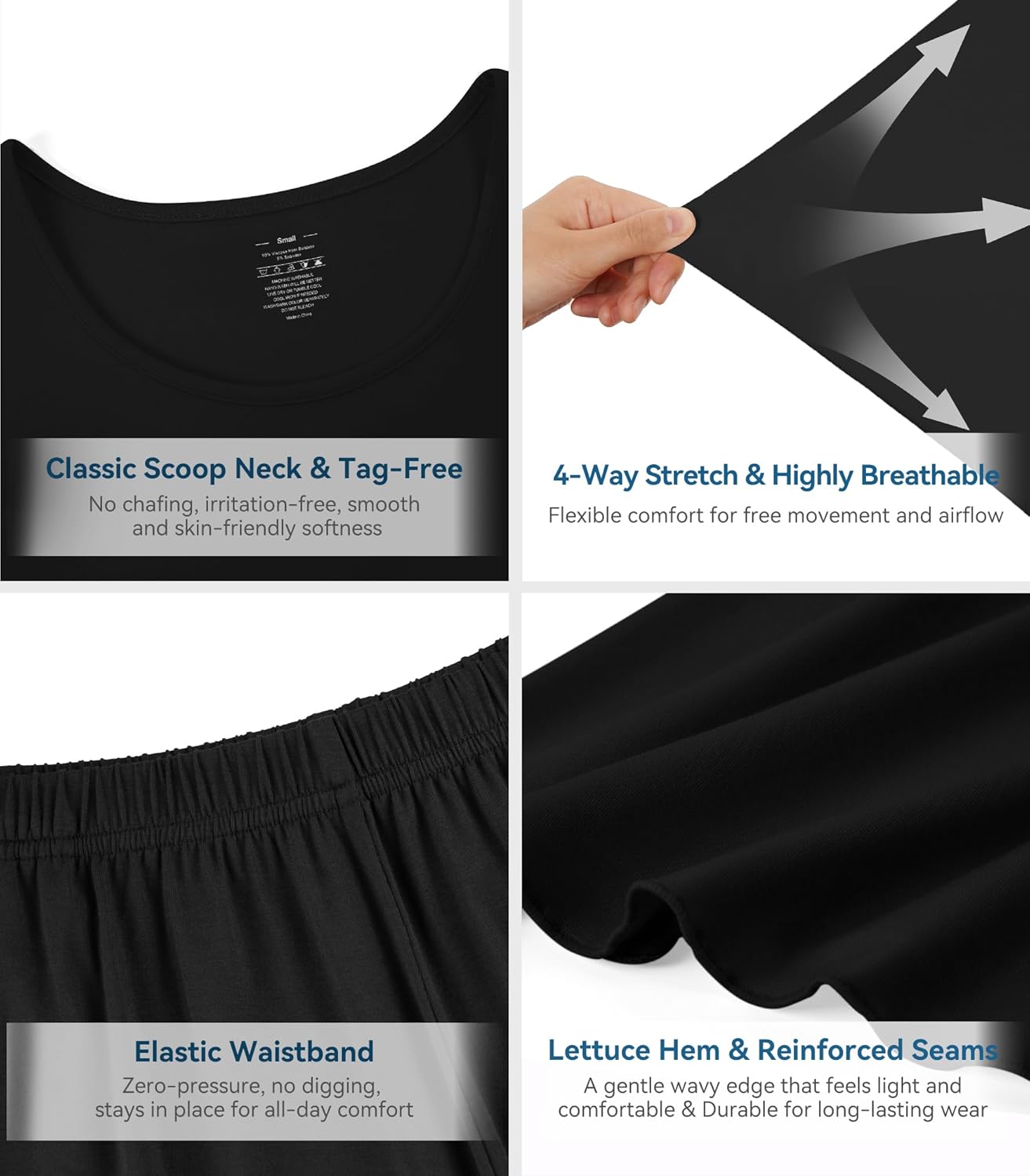 WiWi Pajamas for Women Super Soft Pajama Sets Cooling Short Sleeve Top Capri Pants Viscose from Bamboo Sleepwear Pjs S-4X