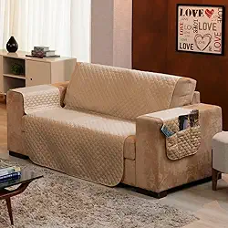 Protetor de Sofá 2 Lugares - Prático, Macio e Lavável, Ideal para Casas com Pets e Crianças – Ótimo Custo-Benefício – FV Enxovais (Avelã, 2 Lugares)