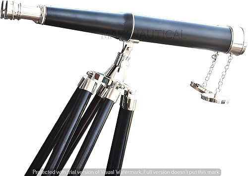 Miniatura 6 de Almirantes de pie de suelo bronceados con binoculares de cuero 62"- telescopio náutico.