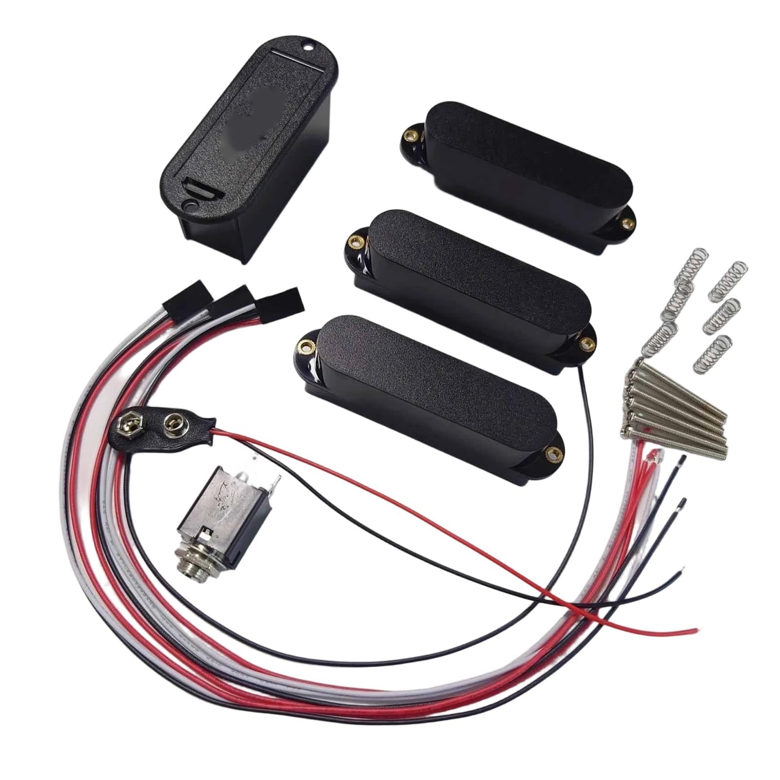 Pastilla De Guitarra Eléctrica Profesional Pastilla Activa SSS Pastilla De Guitarra De Bobina Única | Juego de pastillas de guitarra para mástil, medio y puente, color negro, con arnés de cableado