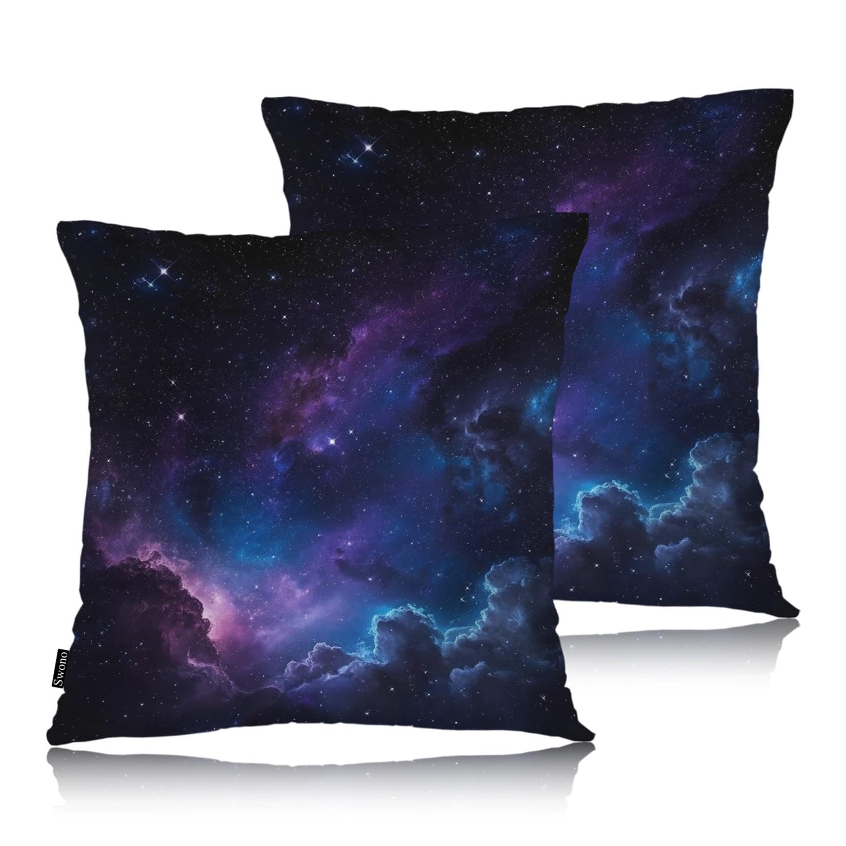 Galaxy Space Decorative Throw Pillow Covers Pack of 2, Fantasy Galaxy Outer Space Pillow Cushion Cases 18"X18", Square Pillowcases Decoration for Sofa Couch Bedroom Living Room Car