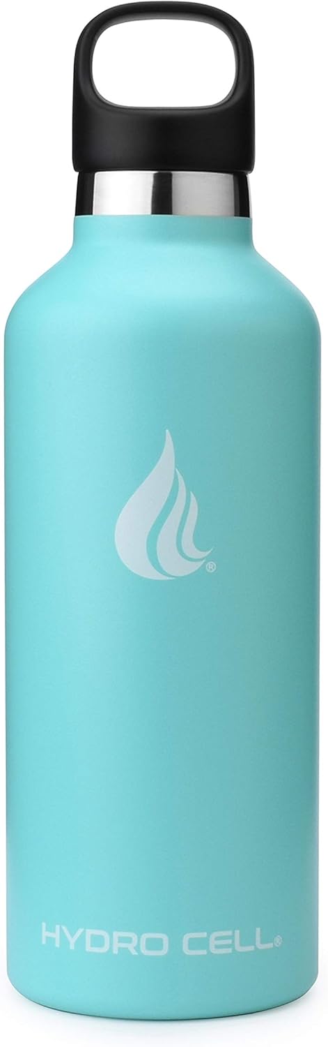 HYDRO CELL Stainless Steel Water Bottle with Straw & 2 Standard Mouth Lids (32oz 24oz 20oz 16oz) Keeps Liquids Hot or Cold w/Double Wall Vacuum Insulated Leak Proof Sport Design (Teal 32oz) - Image 2