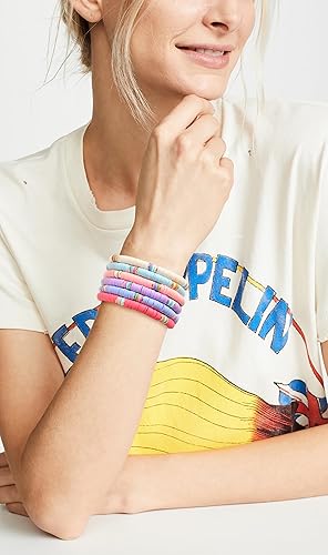 Miniatura 6 de LALAPPLE Preppy Heishi - Pulseras elásticas apilables de arcilla arcoíris para mujer, pulseras apilables para mujer, pulseras coloridas bohemias,
