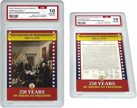 Declaration of Independence 3D Trading Card 250th Anniversary Patriotic Card - 250 Years of American Freedom Gift