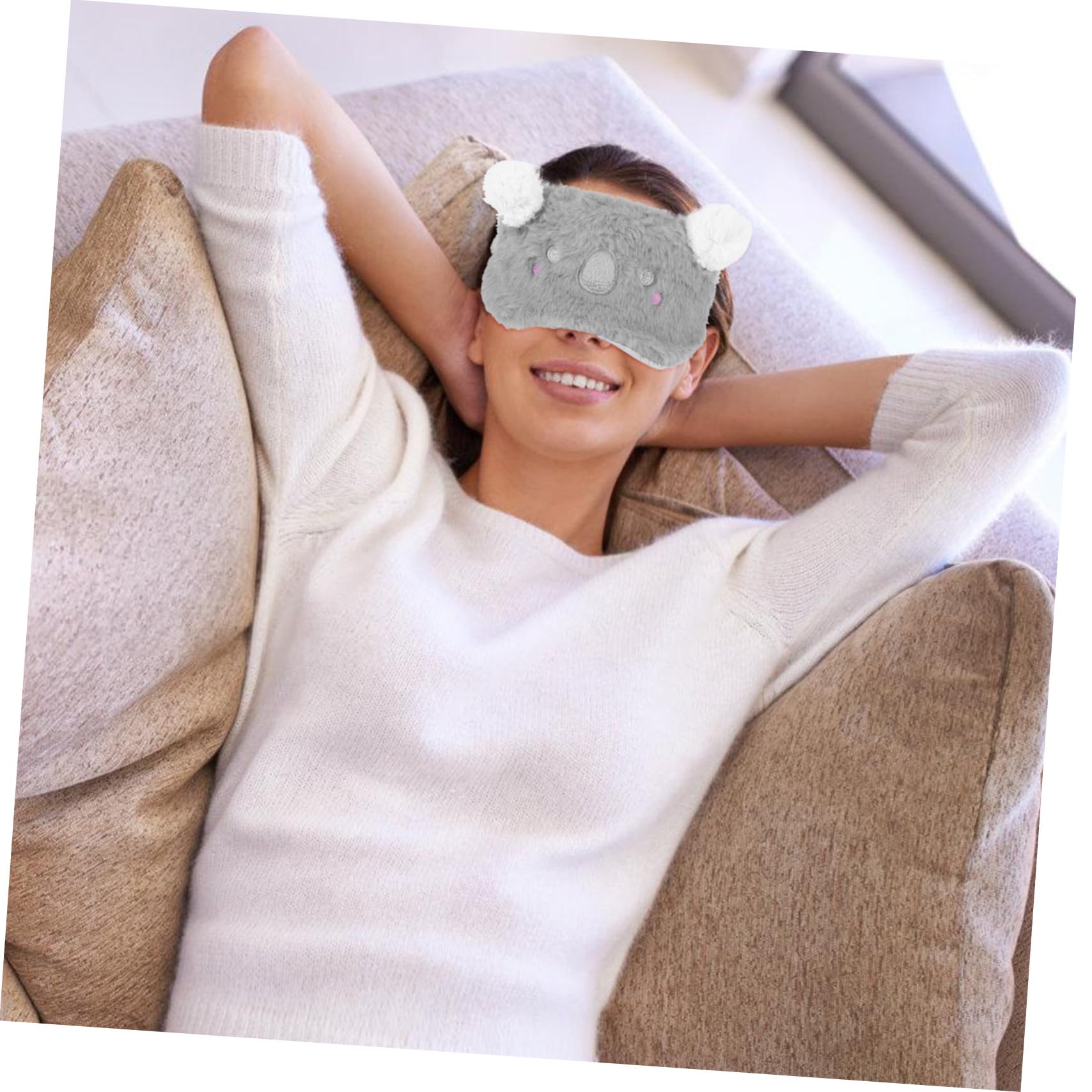 Masque de Sommeil Koala en Peluche Courte, Mignon et Cartoon | Portable et Confortable, Usage Bureau ou Voyage, Forme Compacte pour Adulte Petit