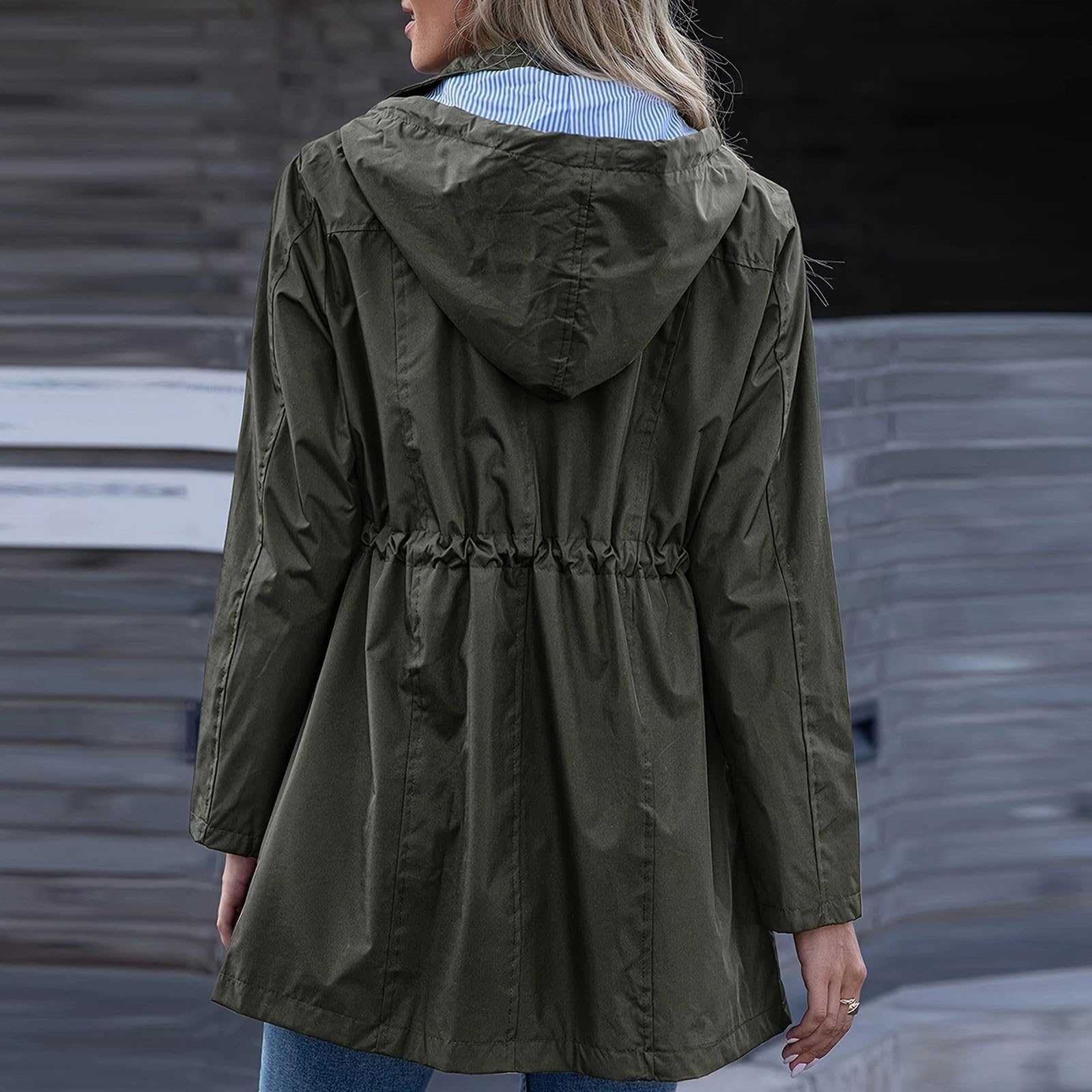 Generisch Chubasquero para mujer, resistente al agua, largo, parka de lluvia para mujer, impermeable, fina, con bolsillos, informal, cómoda, chaqueta softshell resistente al viento, chaqueta funcional