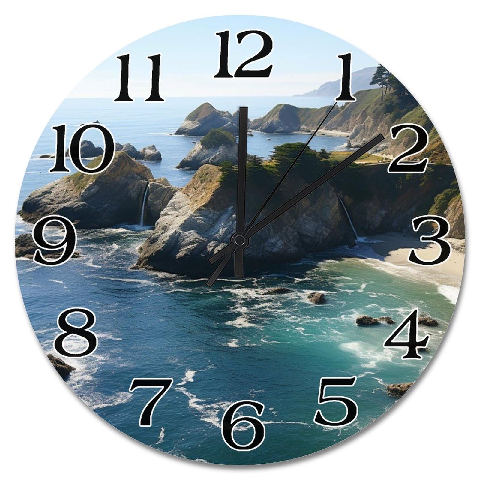 Horloge murale Big Sur California moderne 38 cm pour salon et cuisine