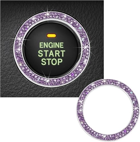 Anillo de decoración de arranque de motor de automóvil con doble diamantes de imitación, calcomanía brillante para botón de arranque, encendido de