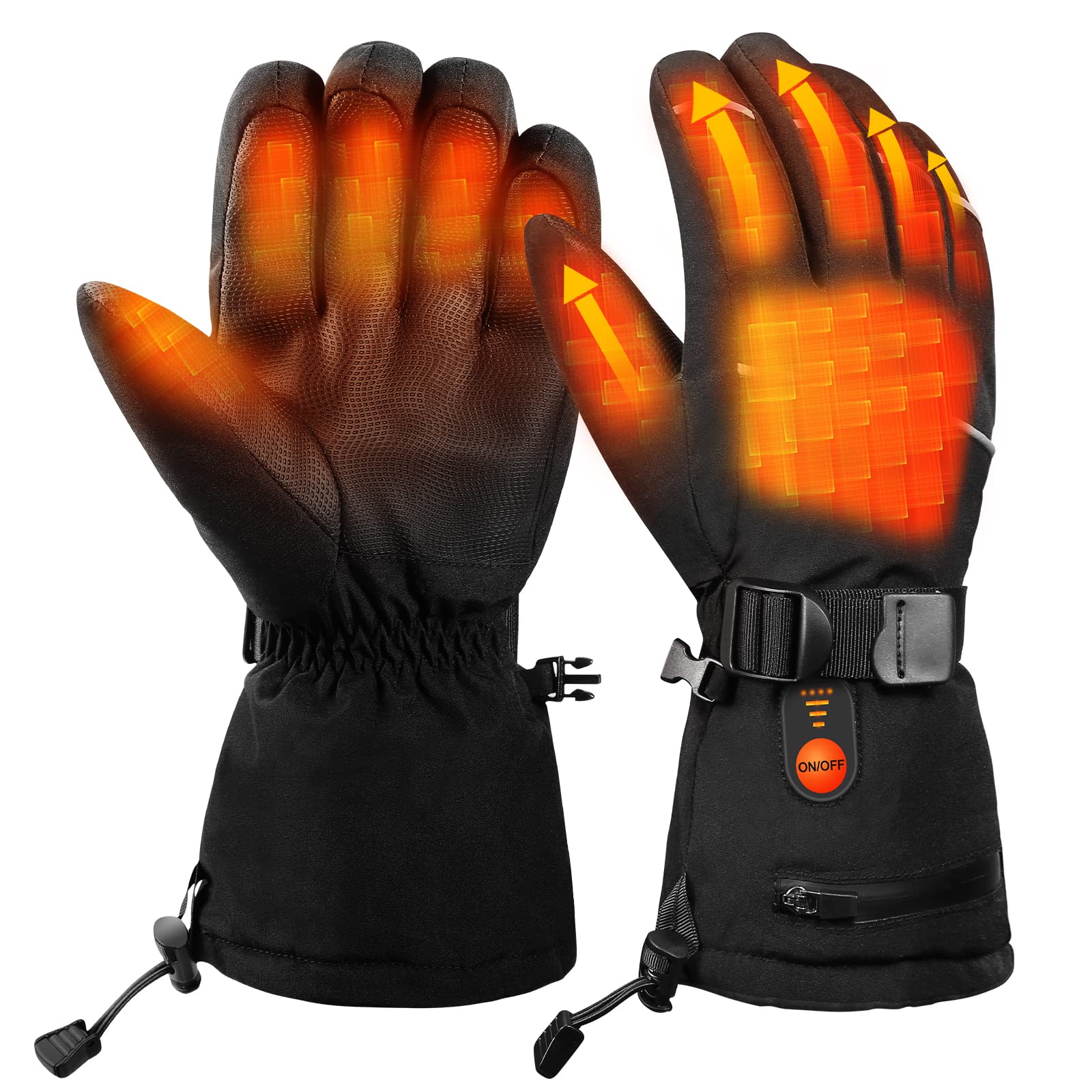 Electric Heated Gloves with Touch Screen,Rechargeable 7.4V 3200MAH Battery Heating Gloves for Men Women,3 Temperature Level Heating Battery Powered Windproof Gloves for Outdoor Warm Motorcycle (XL)