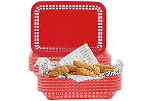 TableCraft Products C1077R Cash and Carry Grande Red Plastic Food Baskets (Pack of 12)