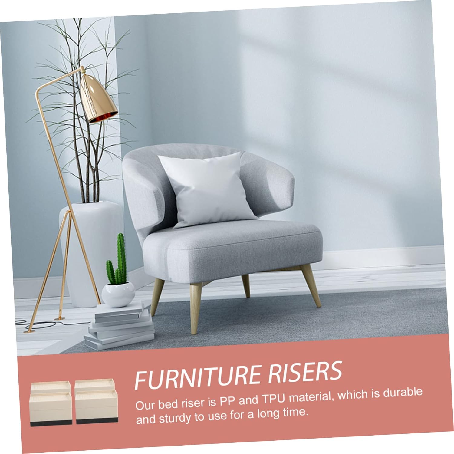 4pcs Elevated Foot Pads for Heavy Furniture Bed Risers Table Leg Pads Desk Lifters