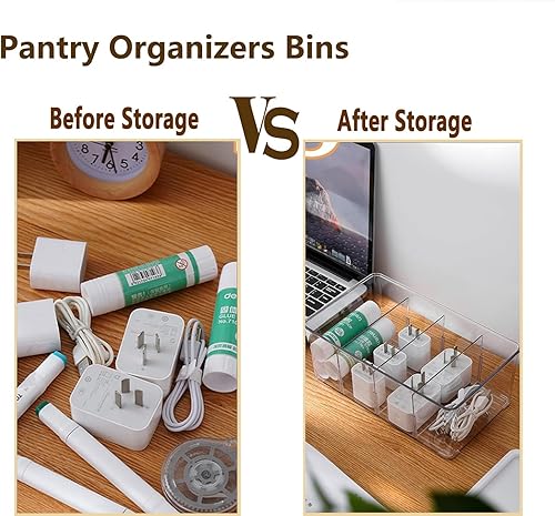 Miniatura 7 de Organizadores y almacenamiento de despensa, paquete de 4 organizadores de cocina y almacenamiento para refrigerador, cajón y refrigerador,